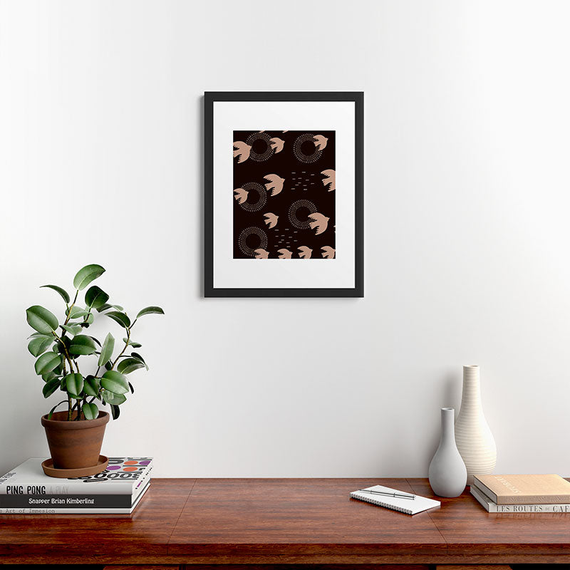 Viviana Gonzalez Espresso caramel Boho birds Framed Art Print