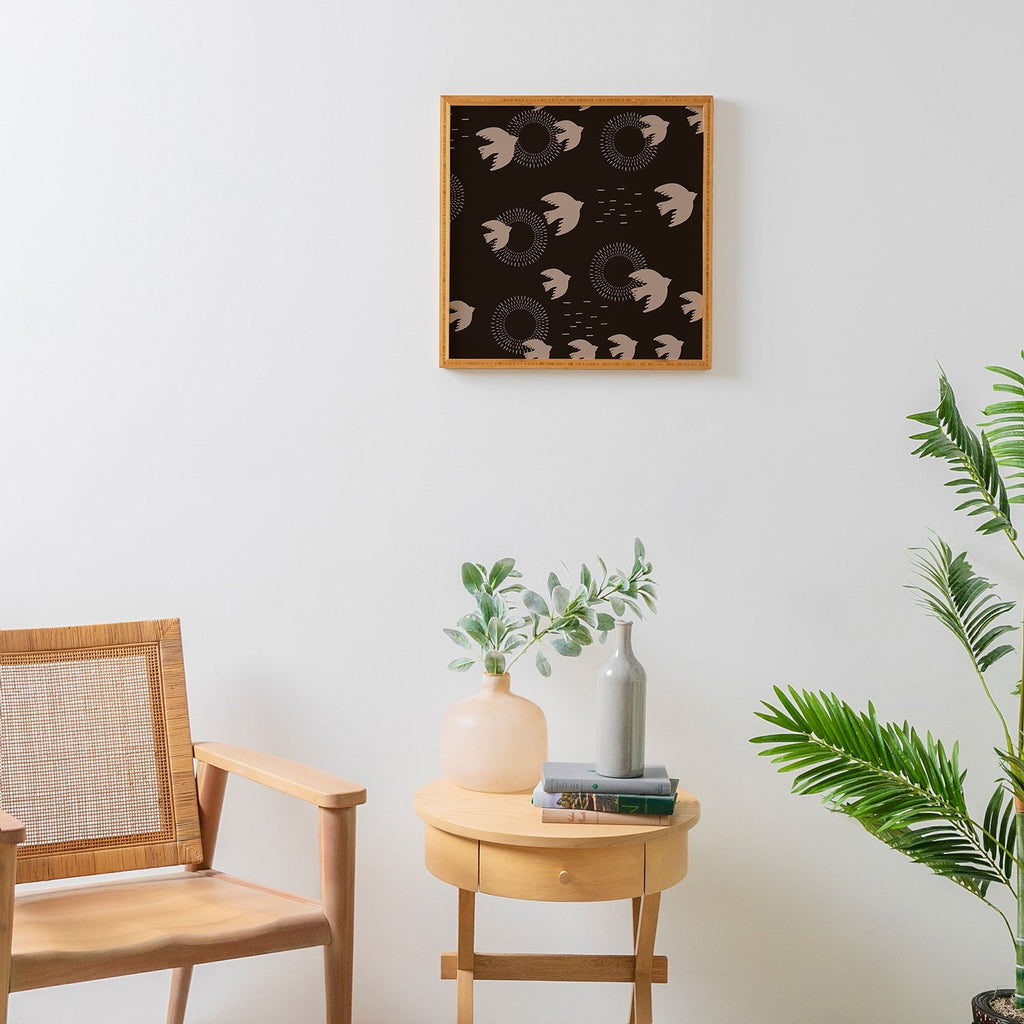 Viviana Gonzalez Espresso caramel Boho birds Framed Wall Art