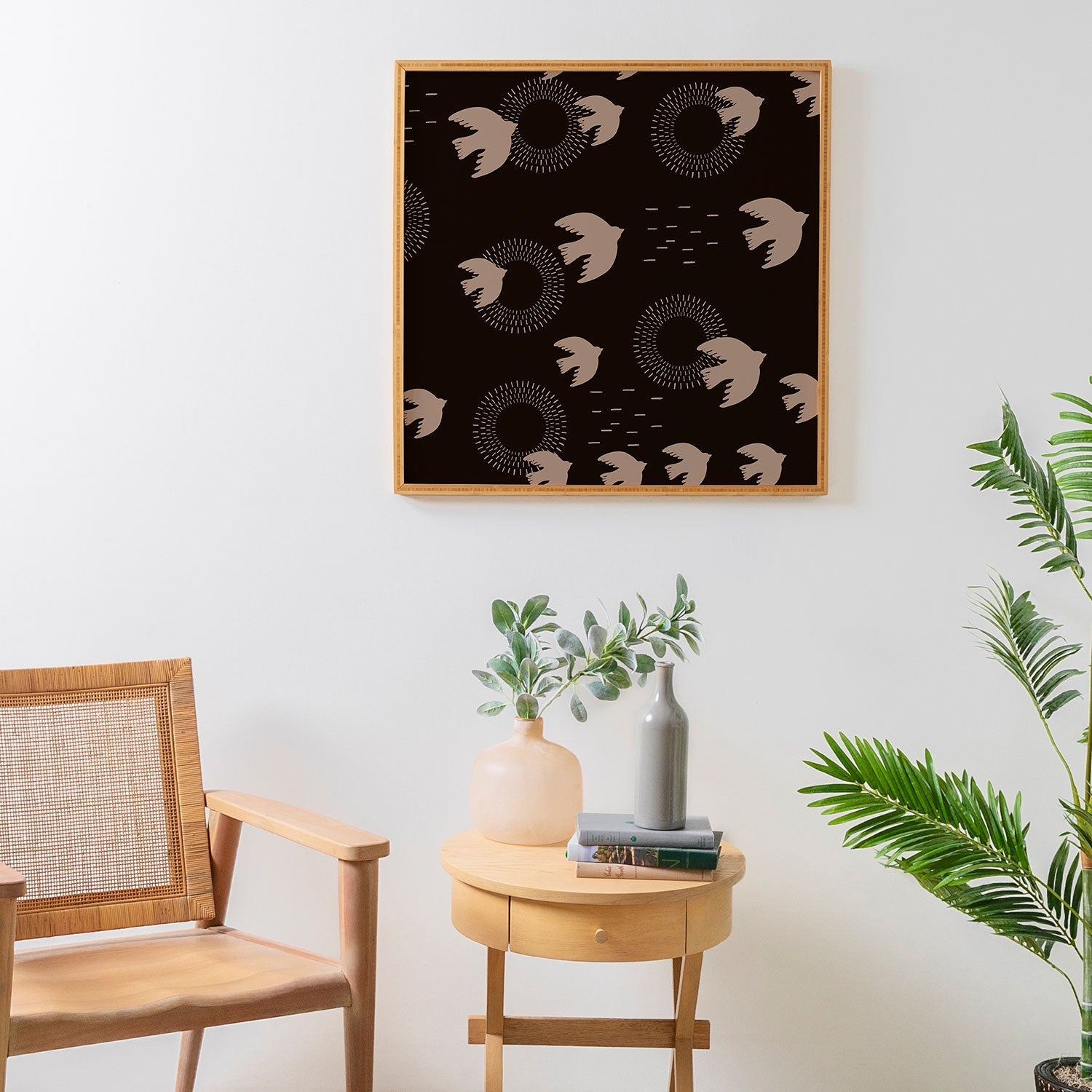 Viviana Gonzalez Espresso caramel Boho birds Framed Wall Art