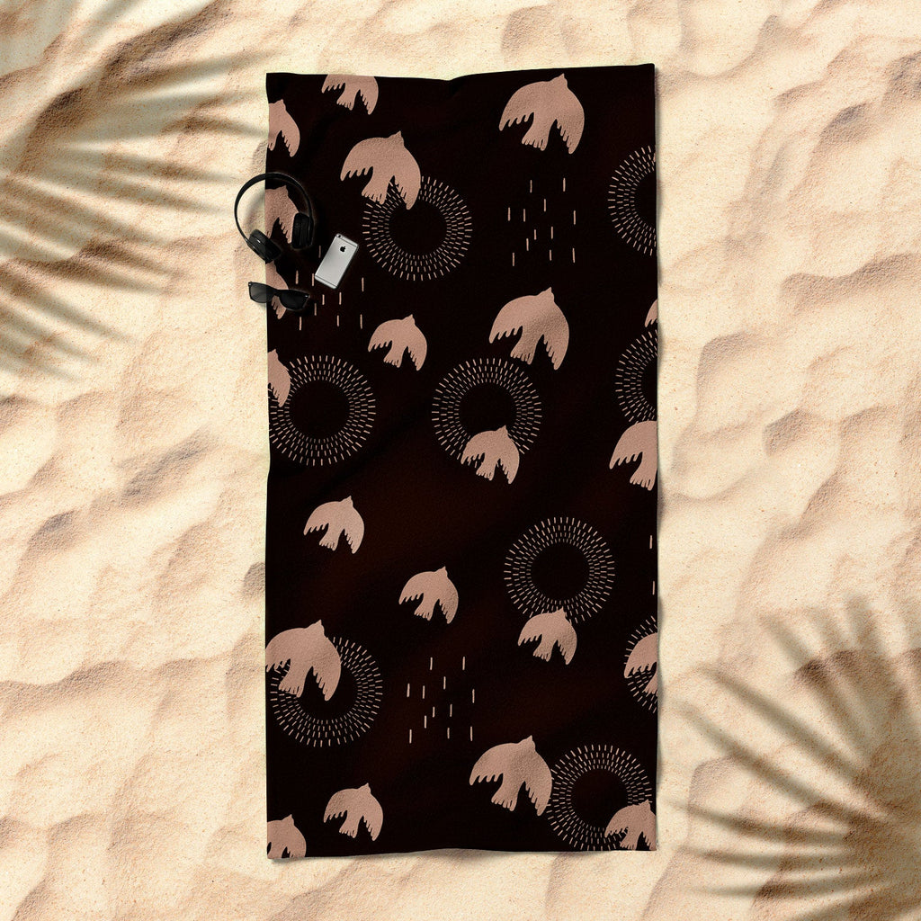 Viviana Gonzalez Espresso caramel Boho birds Beach Towel