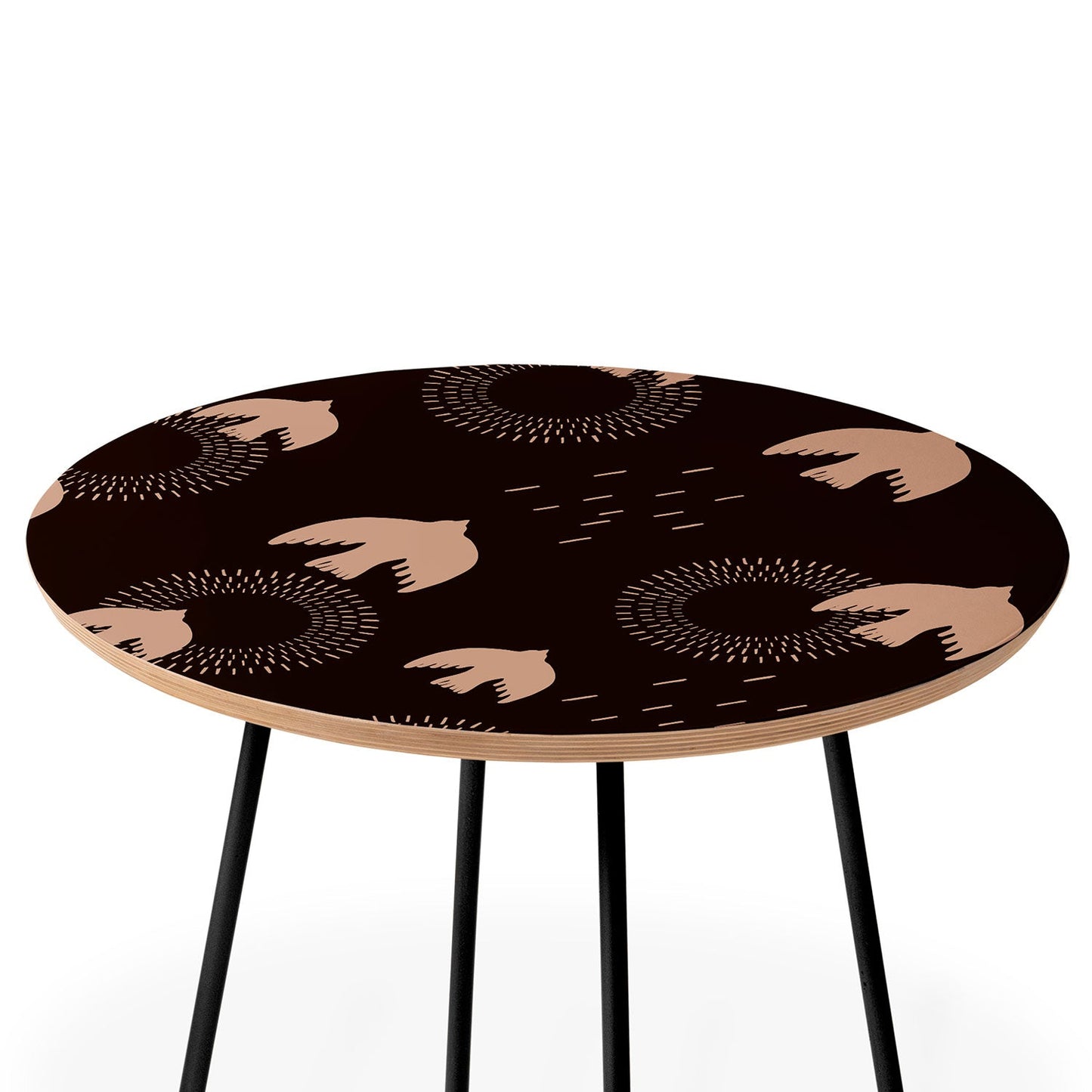 Viviana Gonzalez Espresso caramel Boho birds Round Side Table