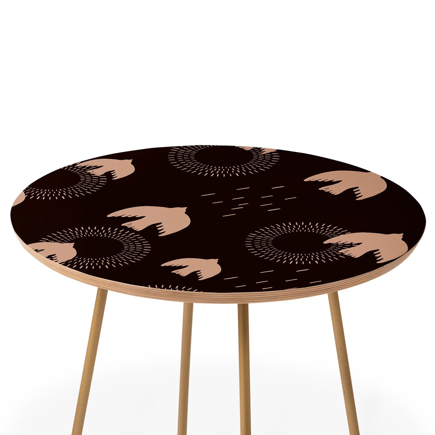 Viviana Gonzalez Espresso caramel Boho birds Round Side Table