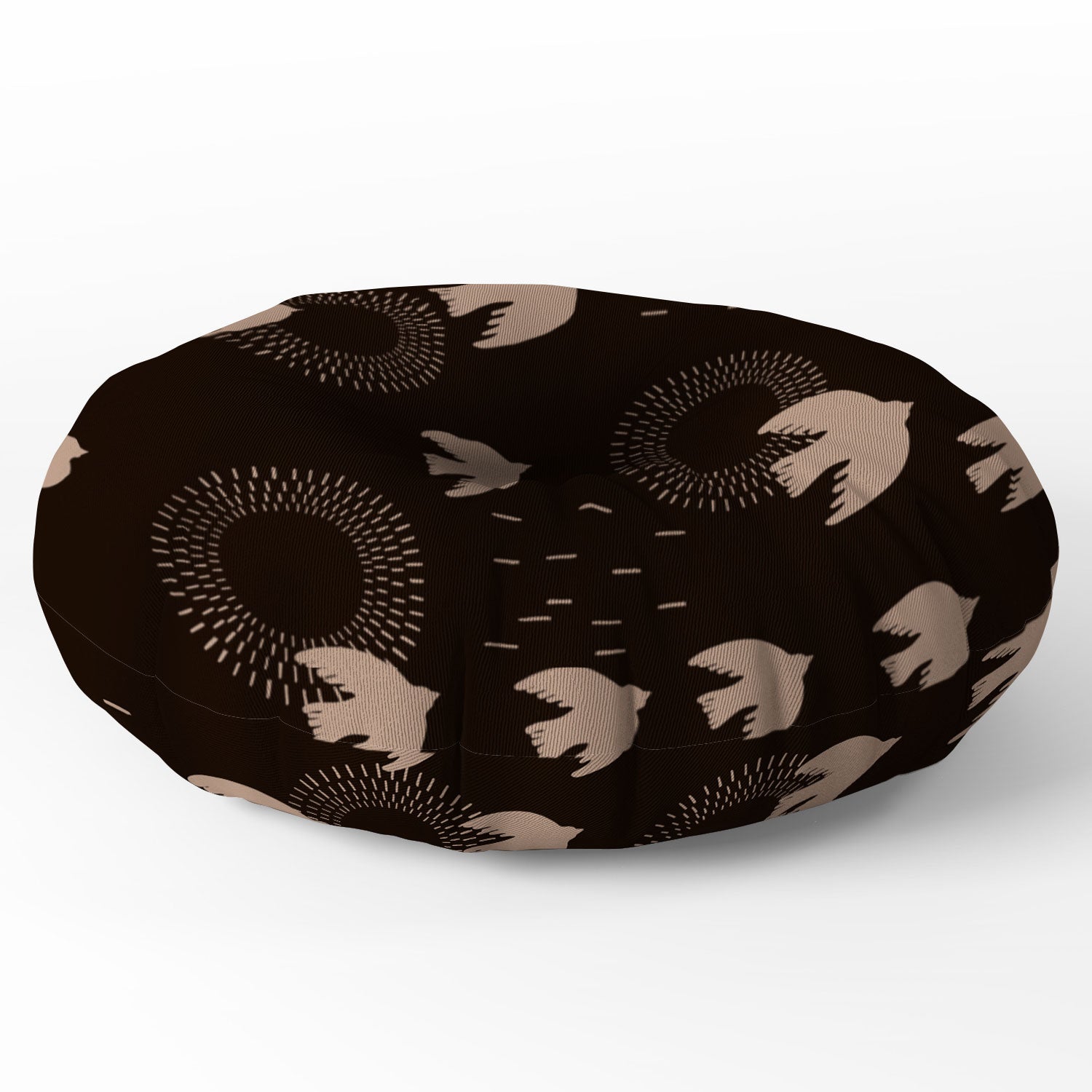 Viviana Gonzalez Espresso caramel Boho birds Floor Pillow Round