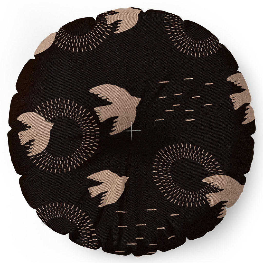 Viviana Gonzalez Espresso caramel Boho birds Floor Pillow Round