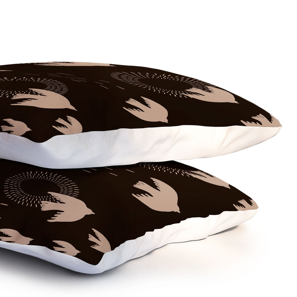 Viviana Gonzalez Espresso caramel Boho birds Pillow Shams