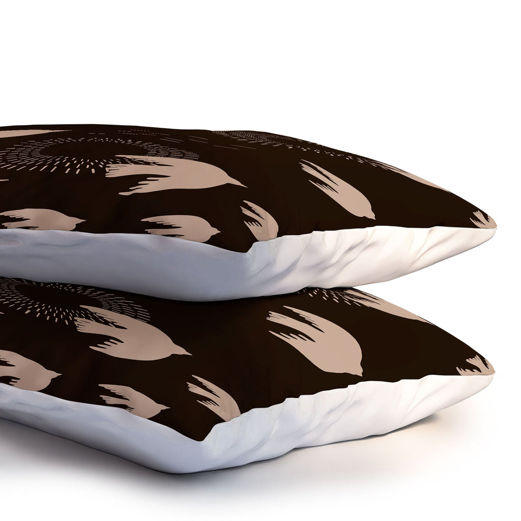 Viviana Gonzalez Espresso caramel Boho birds Pillow Shams