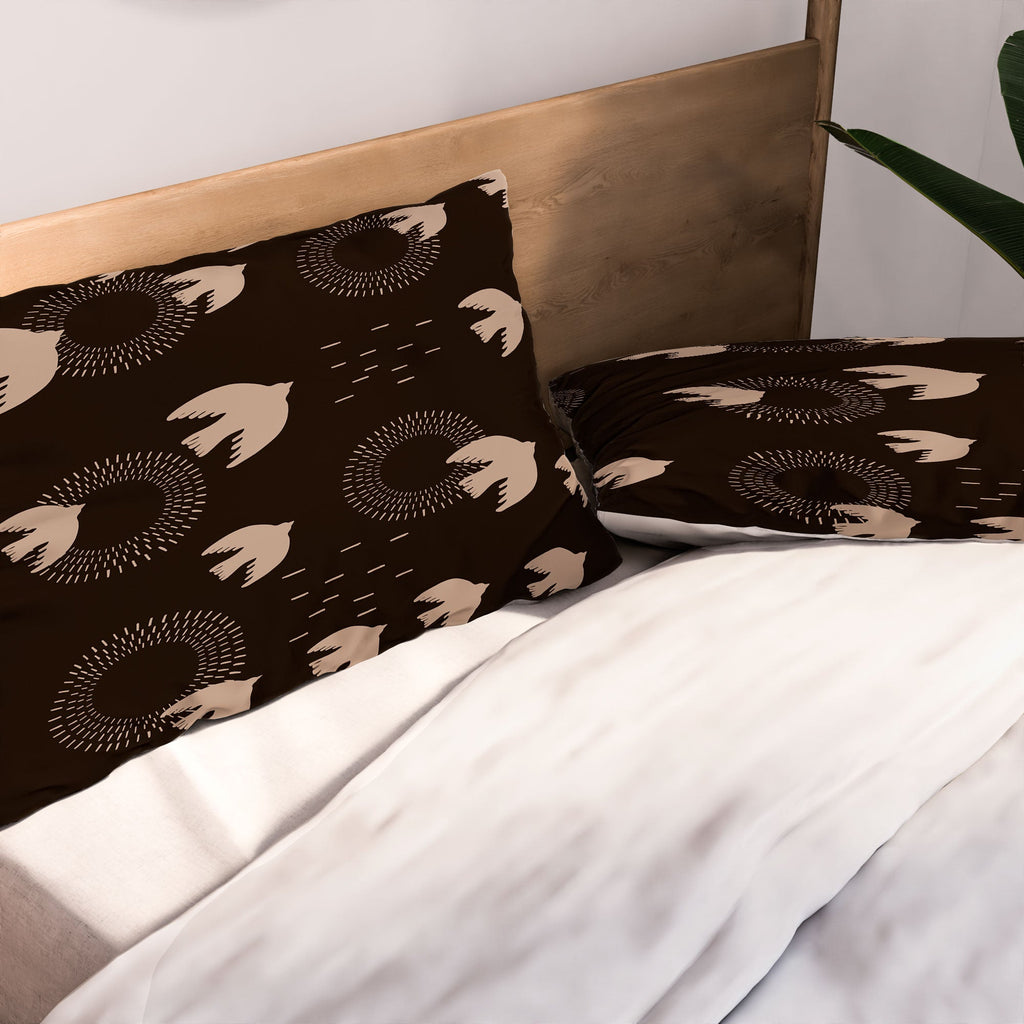 Viviana Gonzalez Espresso caramel Boho birds Pillow Shams