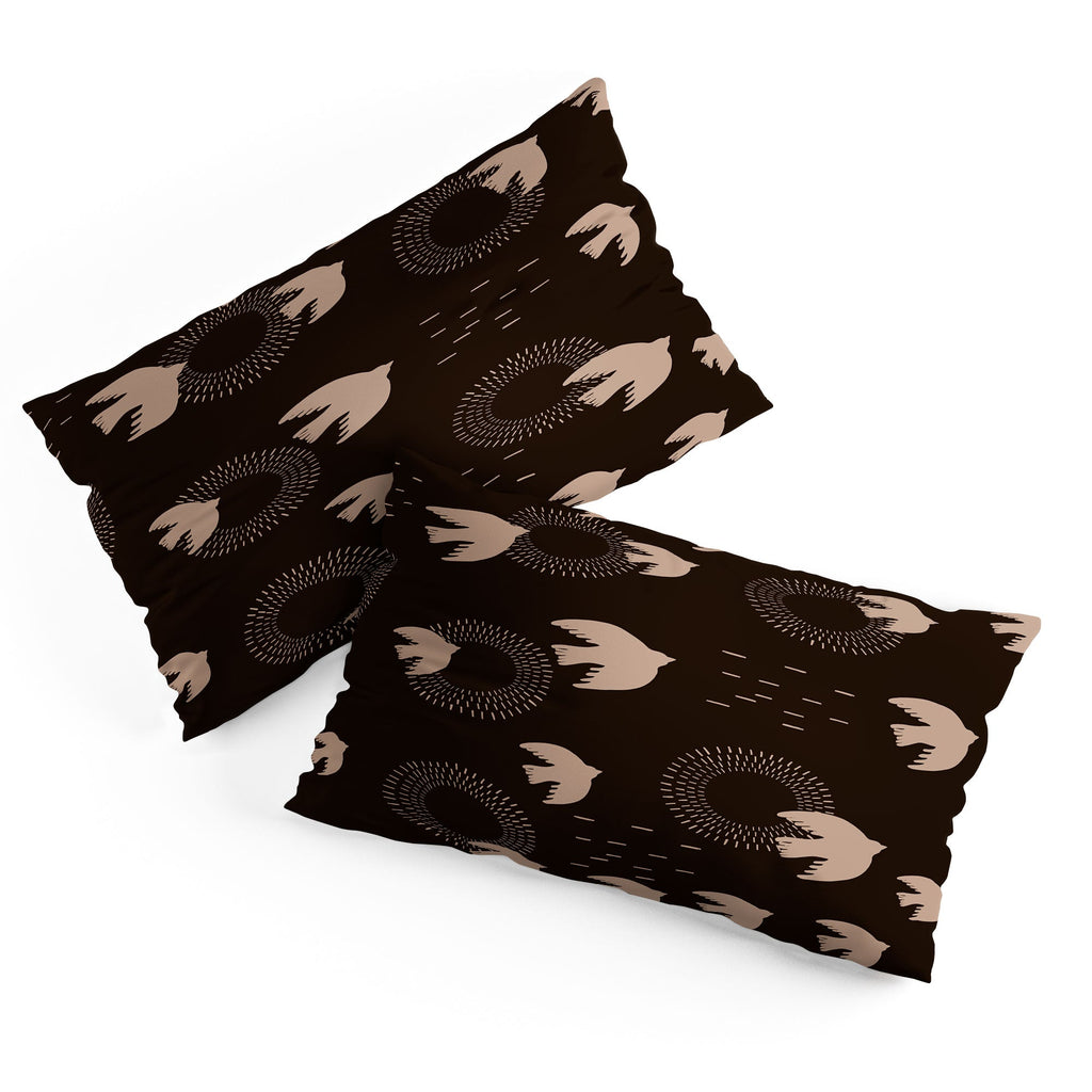 Viviana Gonzalez Espresso caramel Boho birds Pillow Shams