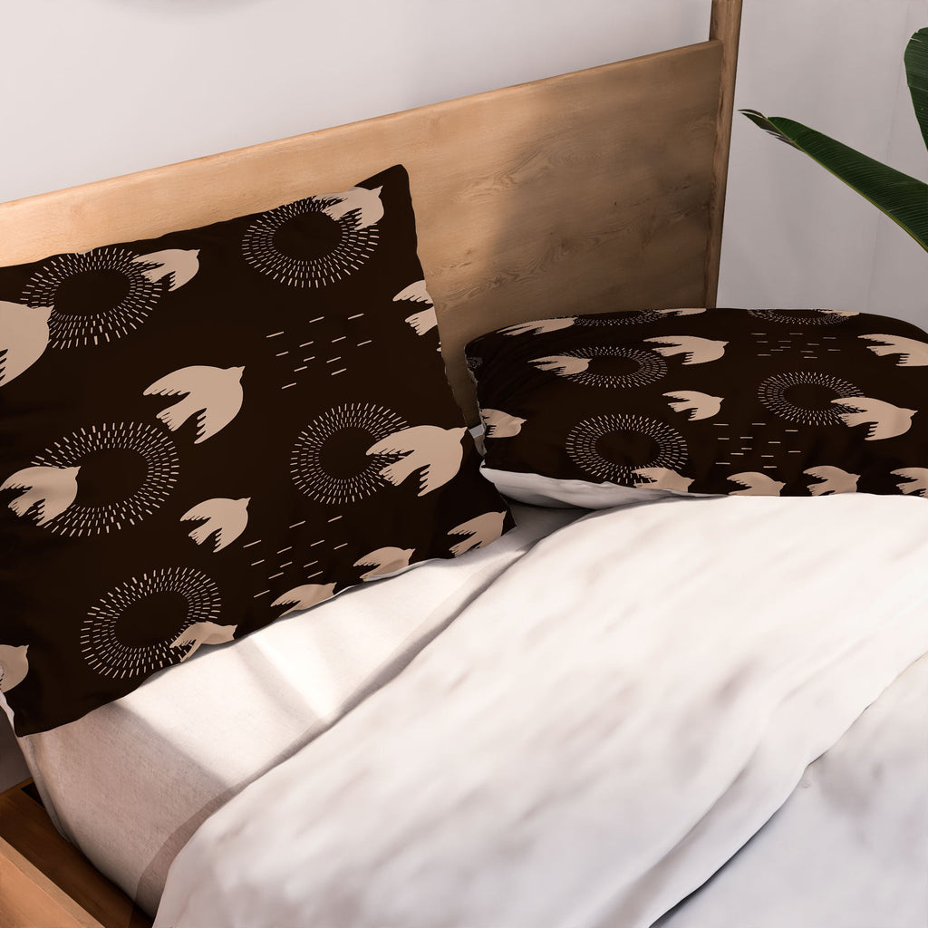 Viviana Gonzalez Espresso caramel Boho birds Pillow Shams