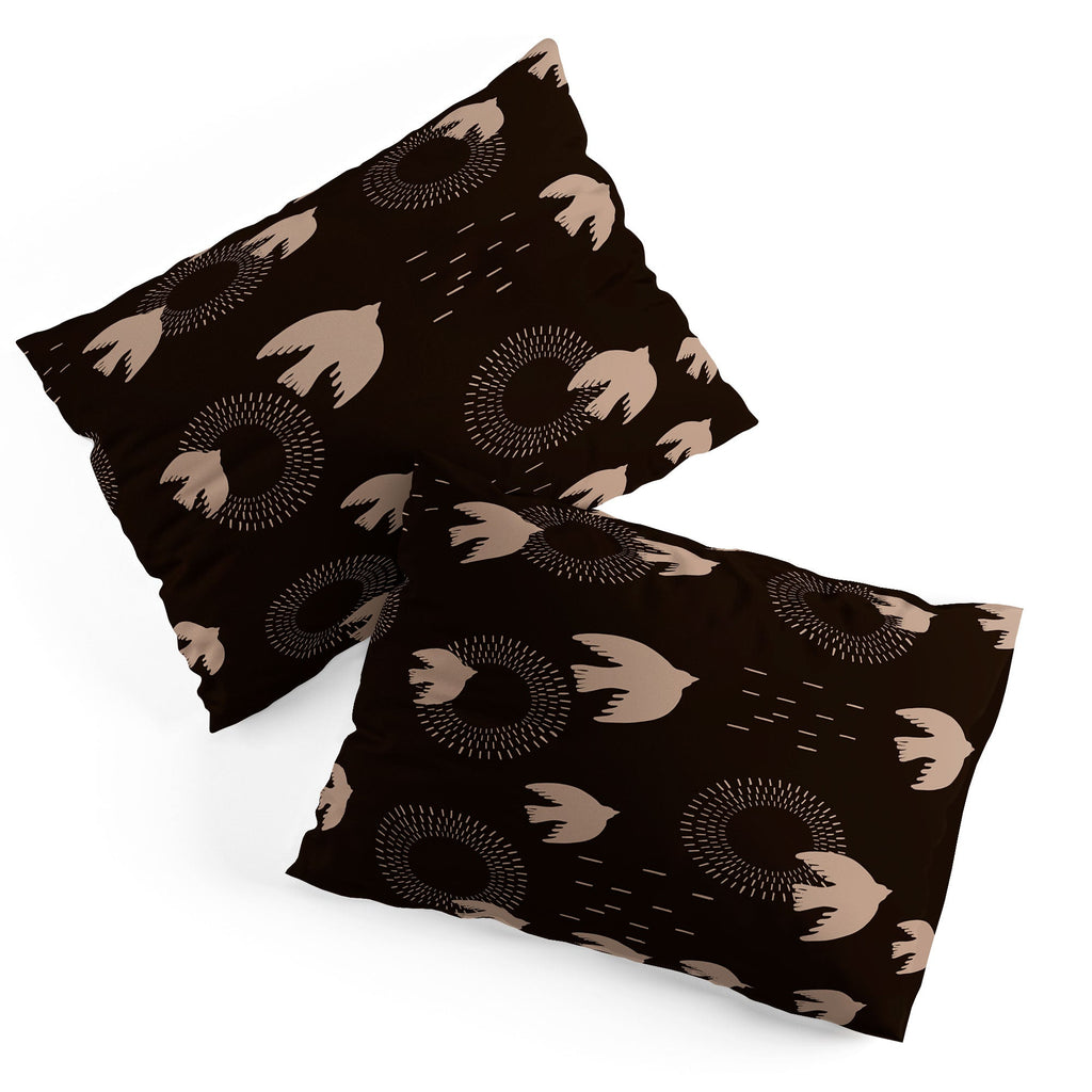 Viviana Gonzalez Espresso caramel Boho birds Pillow Shams