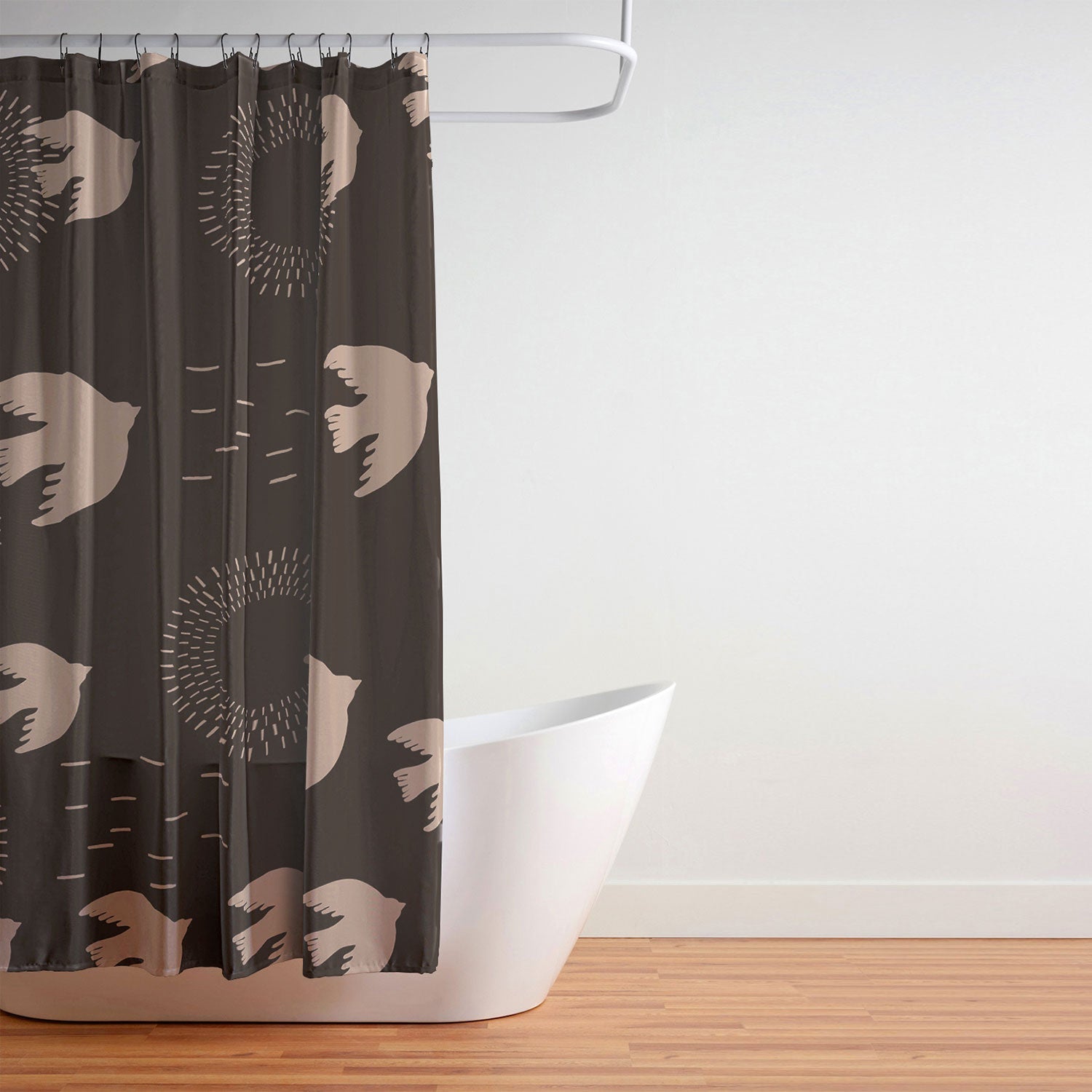 Viviana Gonzalez Espresso caramel Boho birds Shower Curtain