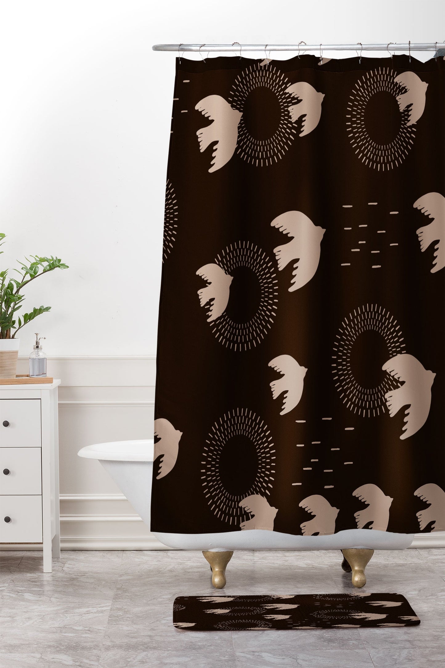Viviana Gonzalez Espresso caramel Boho birds Memory Foam Bath Mat