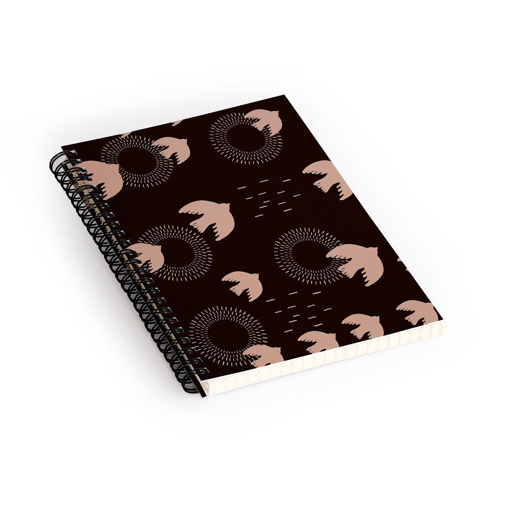 Viviana Gonzalez Espresso caramel Boho birds Spiral Notebook