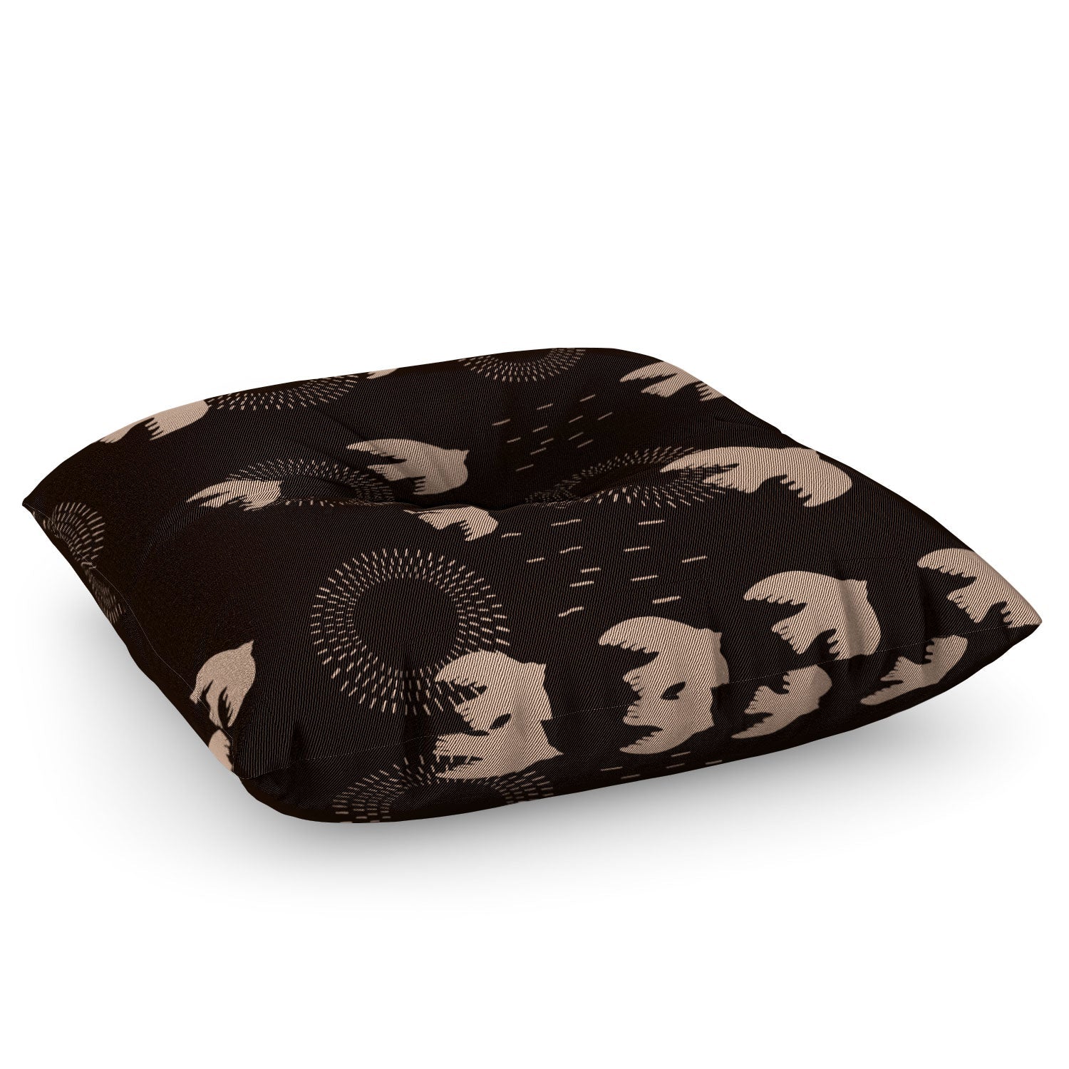 Viviana Gonzalez Espresso caramel Boho birds Floor Pillow Square