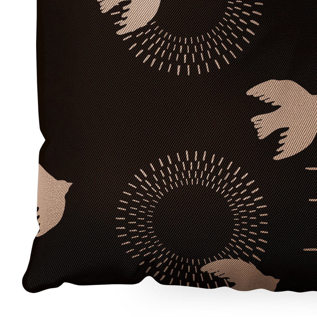 Viviana Gonzalez Espresso caramel Boho birds Floor Pillow Square