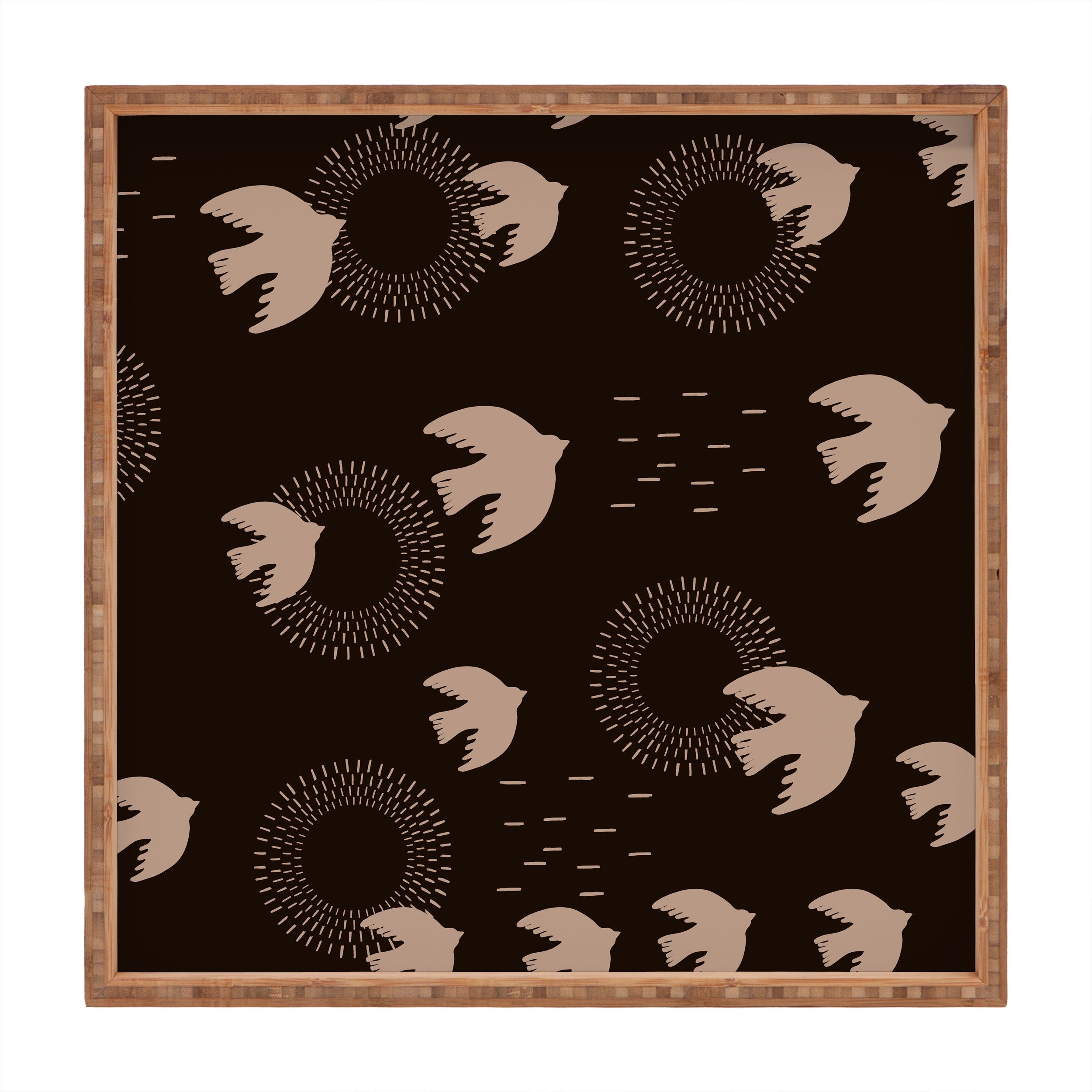 Viviana Gonzalez Espresso caramel Boho birds Square Tray