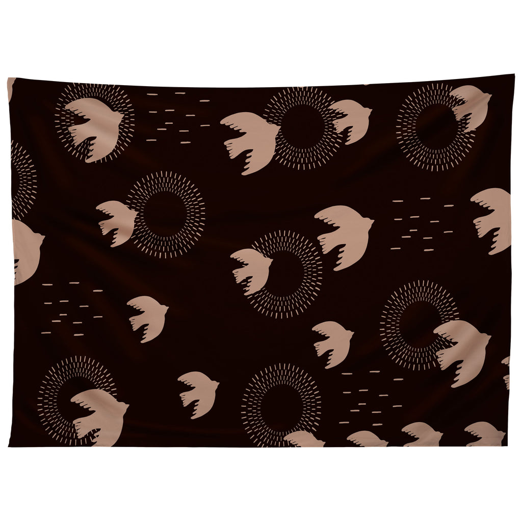 Viviana Gonzalez Espresso caramel Boho birds Tapestry