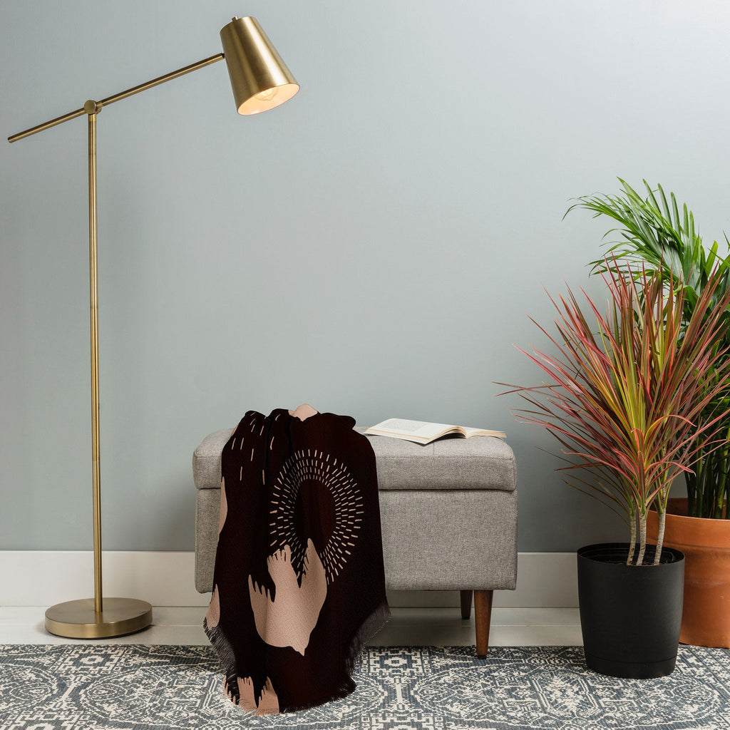Viviana Gonzalez Espresso caramel Boho birds Throw Blanket