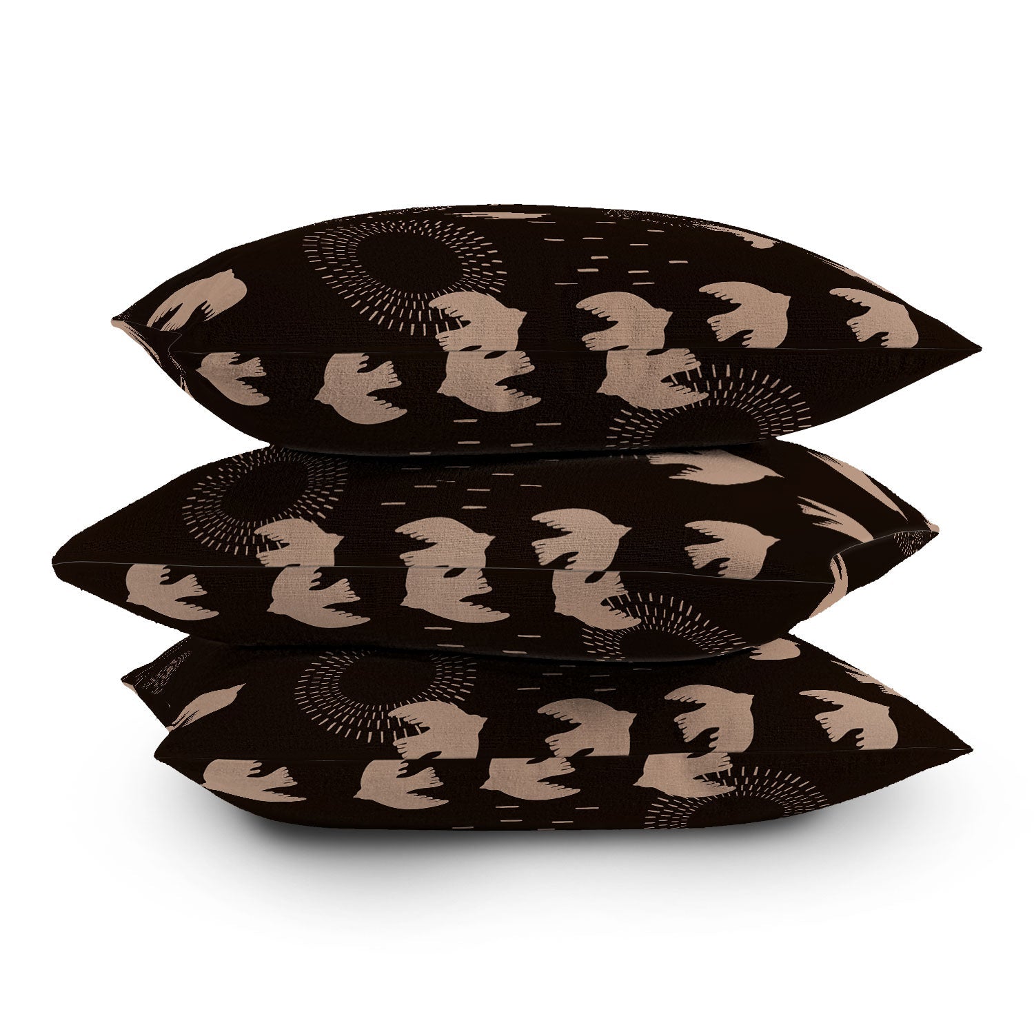 Viviana Gonzalez Espresso caramel Boho birds Outdoor Throw Pillow