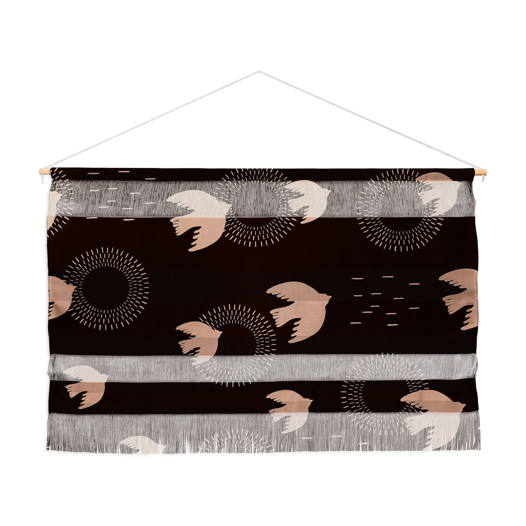 Viviana Gonzalez Espresso caramel Boho birds Wall Hanging Landscape