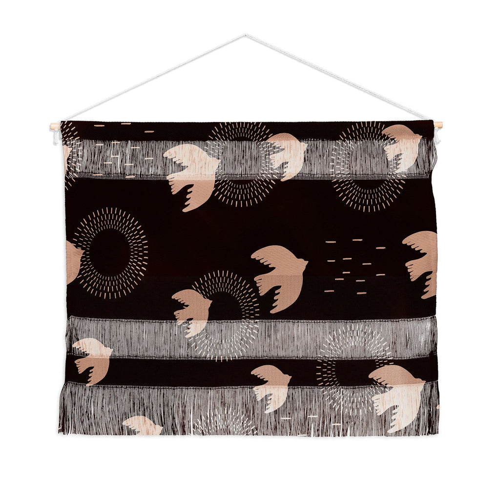 Viviana Gonzalez Espresso caramel Boho birds Wall Hanging Landscape