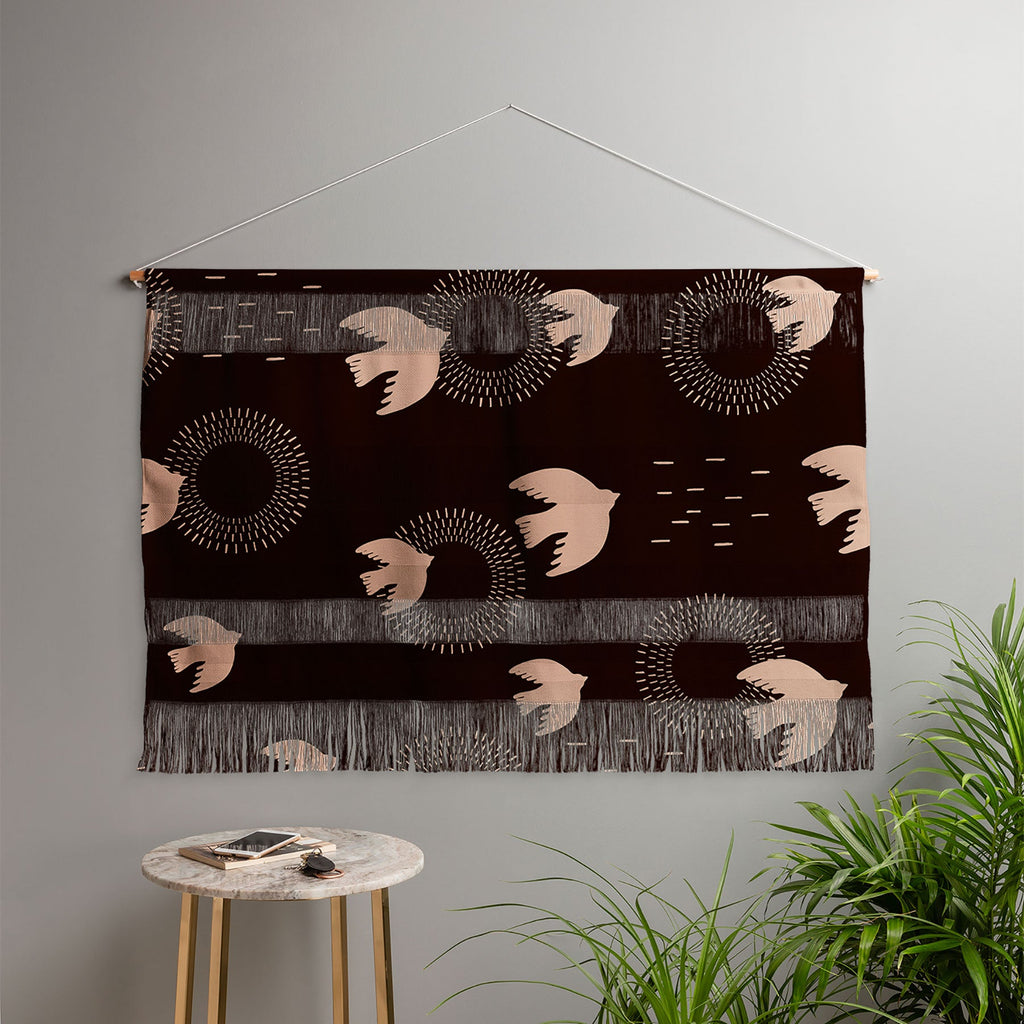 Viviana Gonzalez Espresso caramel Boho birds Wall Hanging Landscape