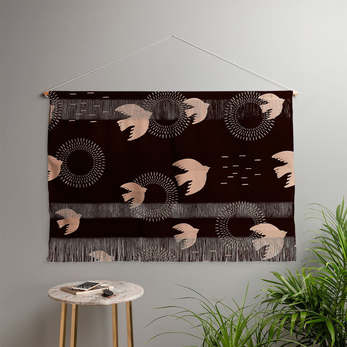 Viviana Gonzalez Espresso caramel Boho birds Wall Hanging Landscape