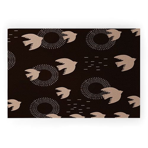 Viviana Gonzalez Espresso caramel Boho birds Welcome Mat