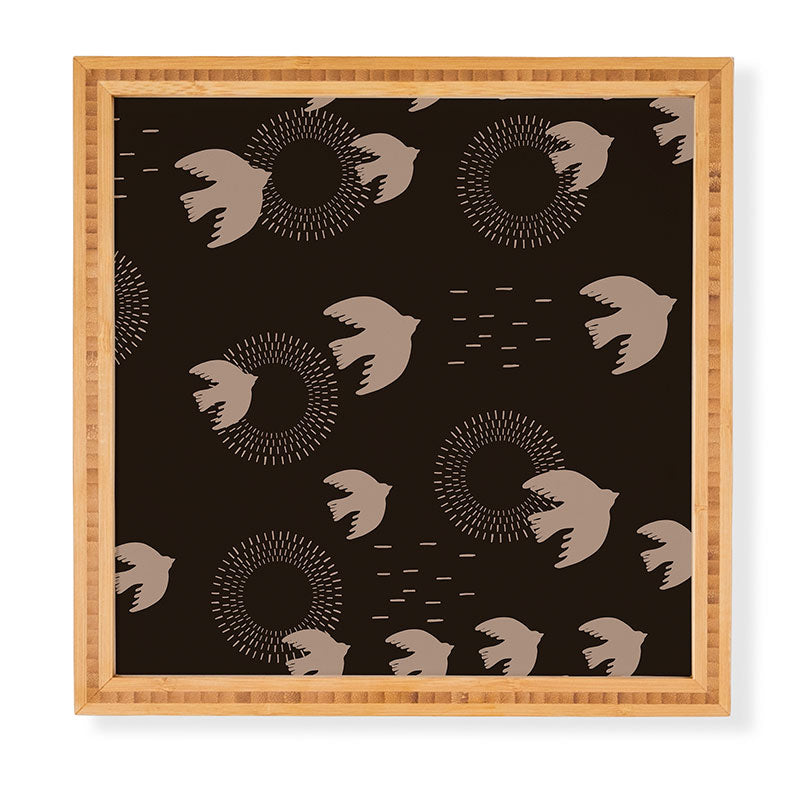 Viviana Gonzalez Espresso caramel Boho birds Framed Wall Art