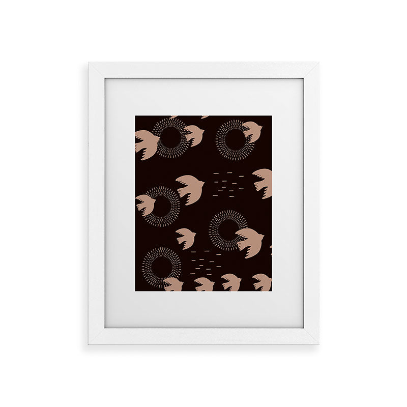 Viviana Gonzalez Espresso caramel Boho birds Framed Art Print