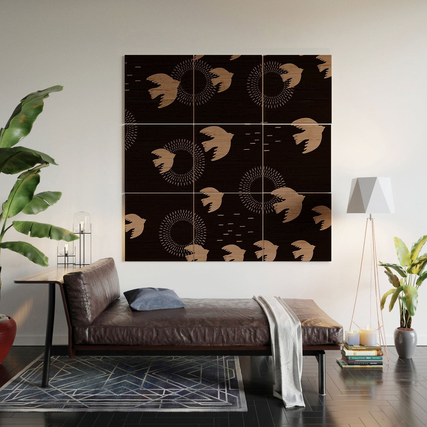 Viviana Gonzalez Espresso caramel Boho birds Wood Wall Mural