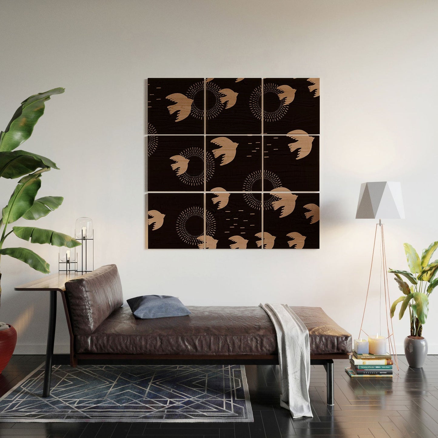 Viviana Gonzalez Espresso caramel Boho birds Wood Wall Mural