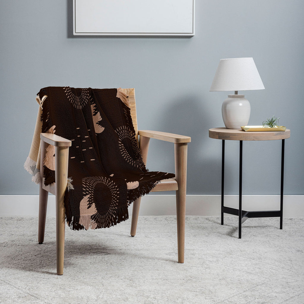 Viviana Gonzalez Espresso caramel Boho birds Throw Blanket