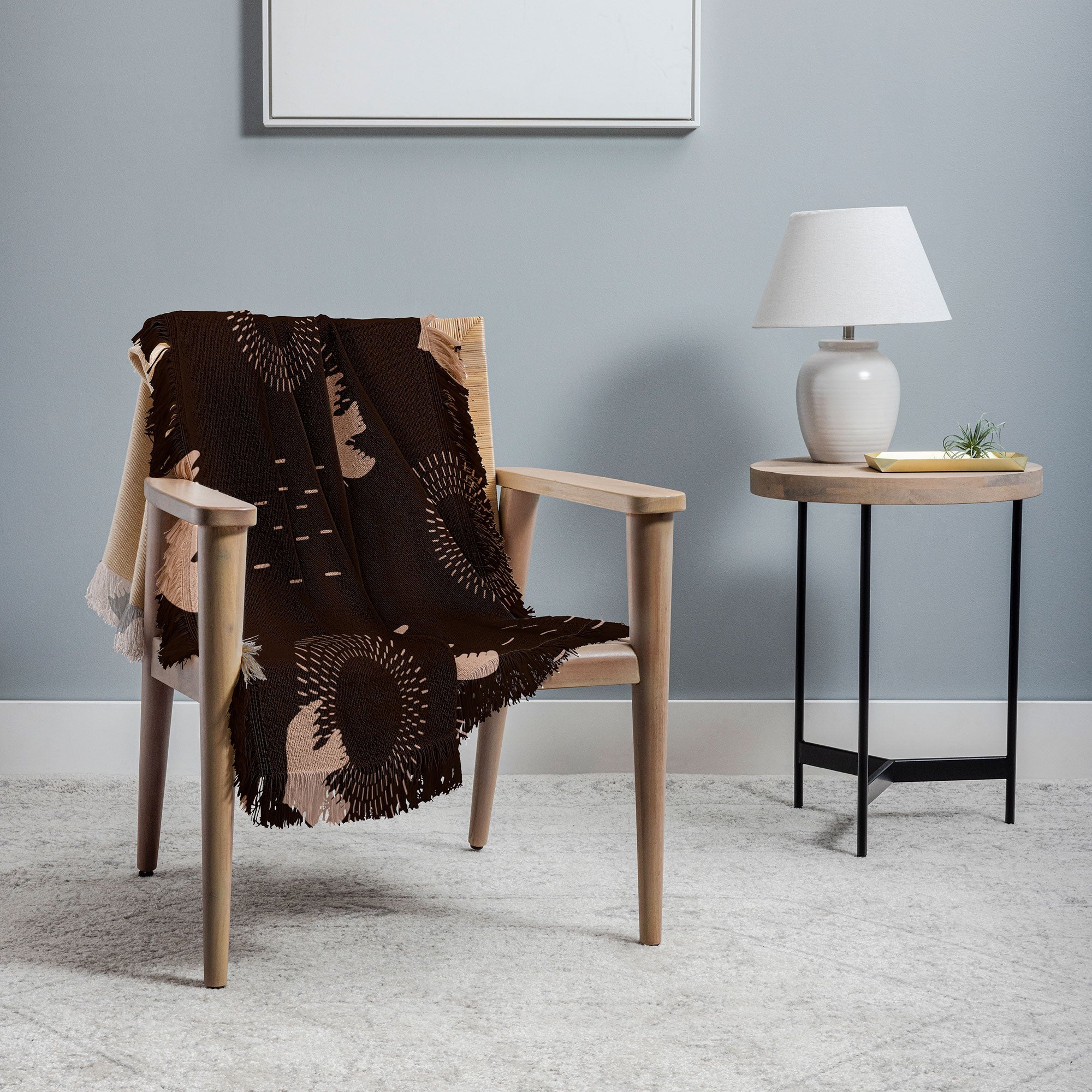 Viviana Gonzalez Espresso caramel Boho birds Throw Blanket