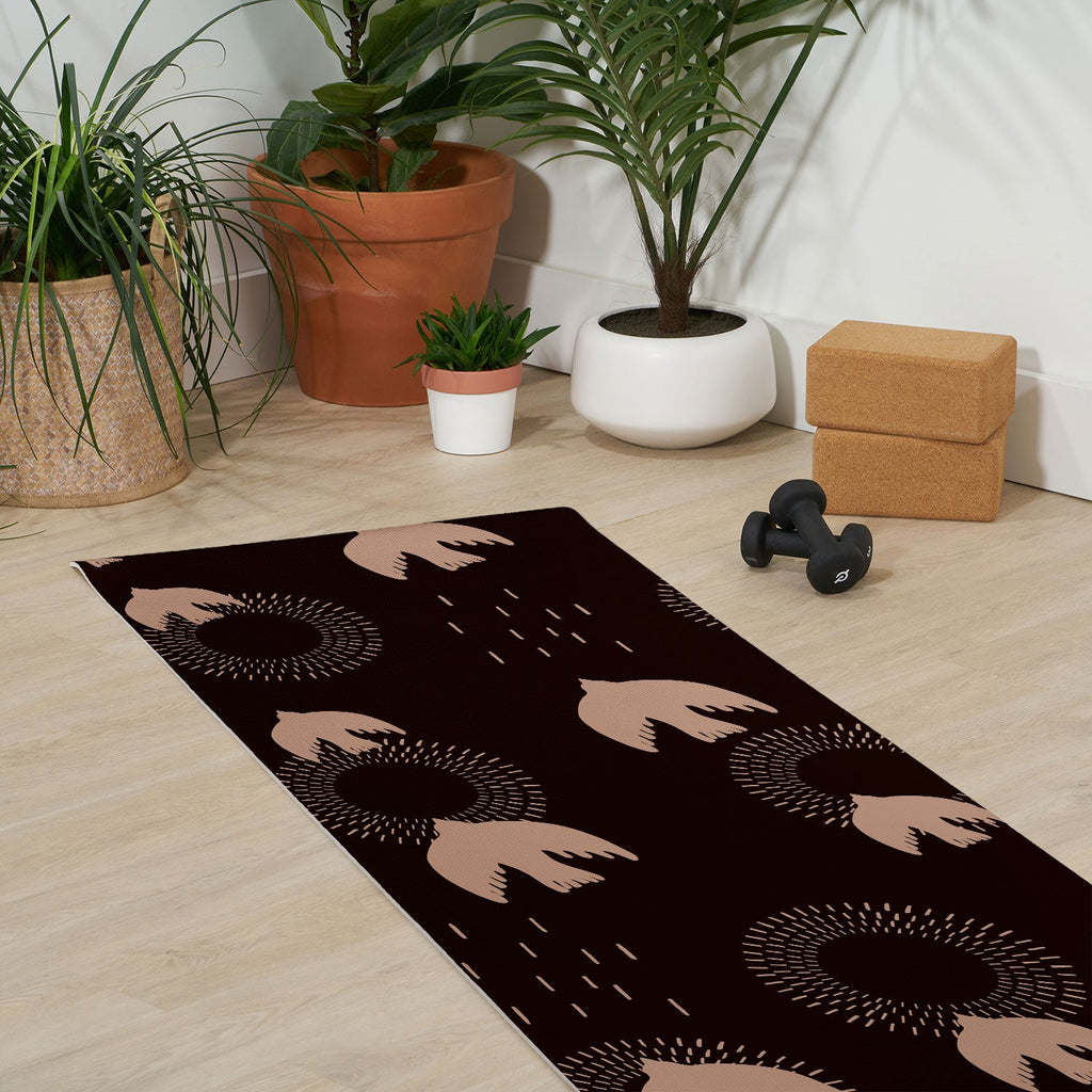 Viviana Gonzalez Espresso caramel Boho birds Yoga Mat