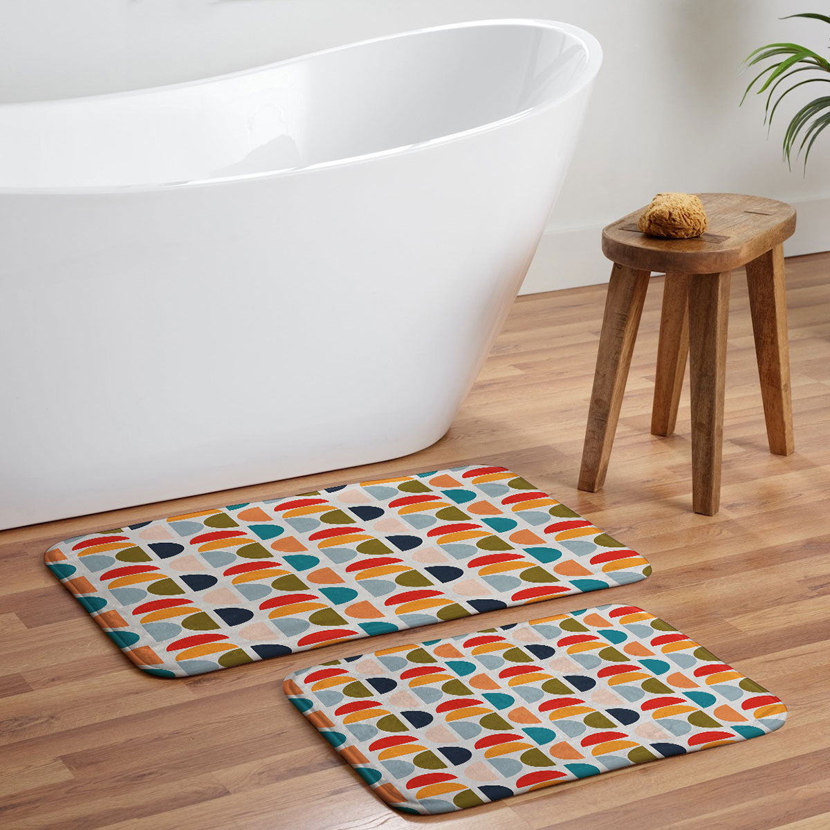 Viviana Gonzalez Mid Century Geometric Vibes I Memory Foam Bath Mat