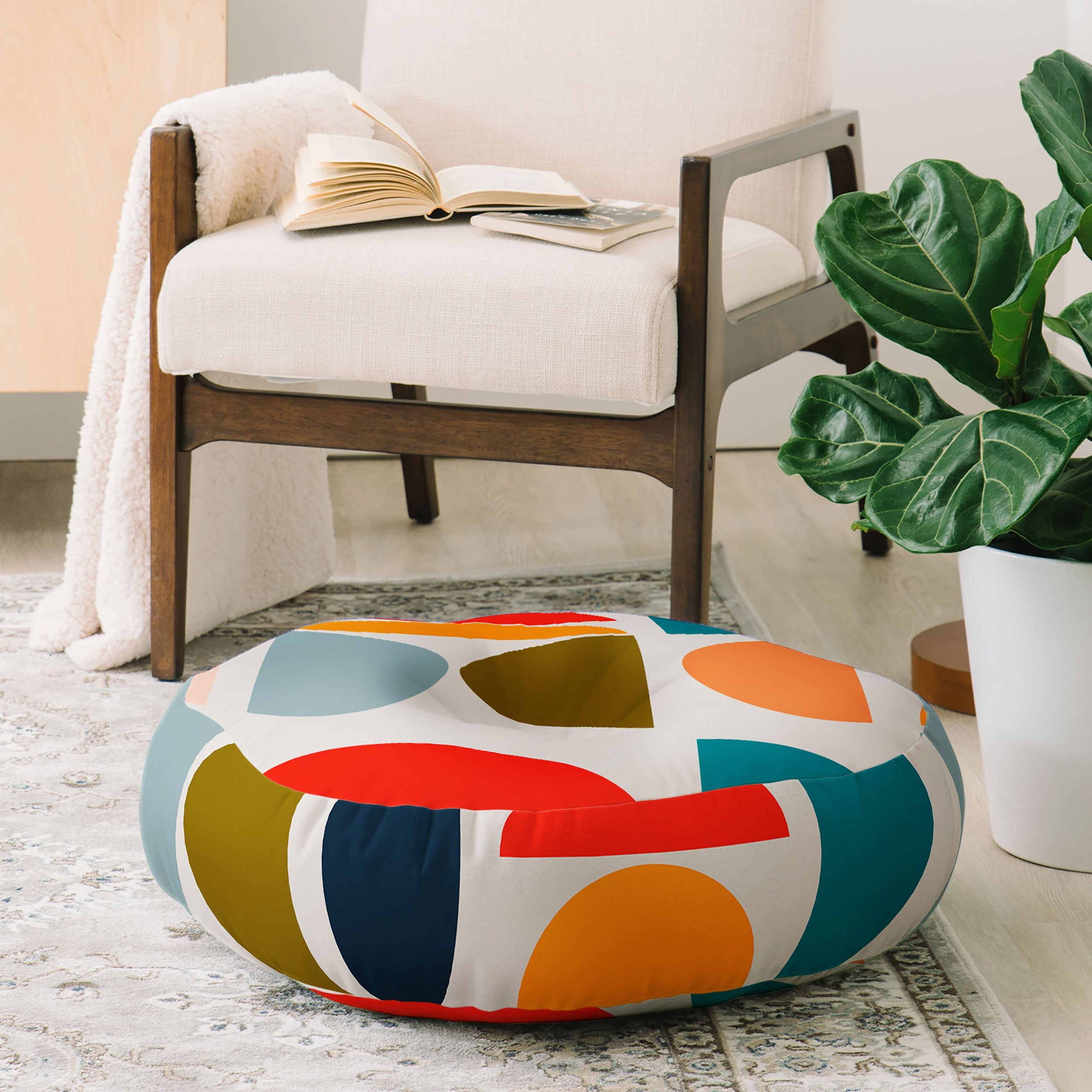 Viviana Gonzalez Mid Century Geometric Vibes I Floor Pillow Round