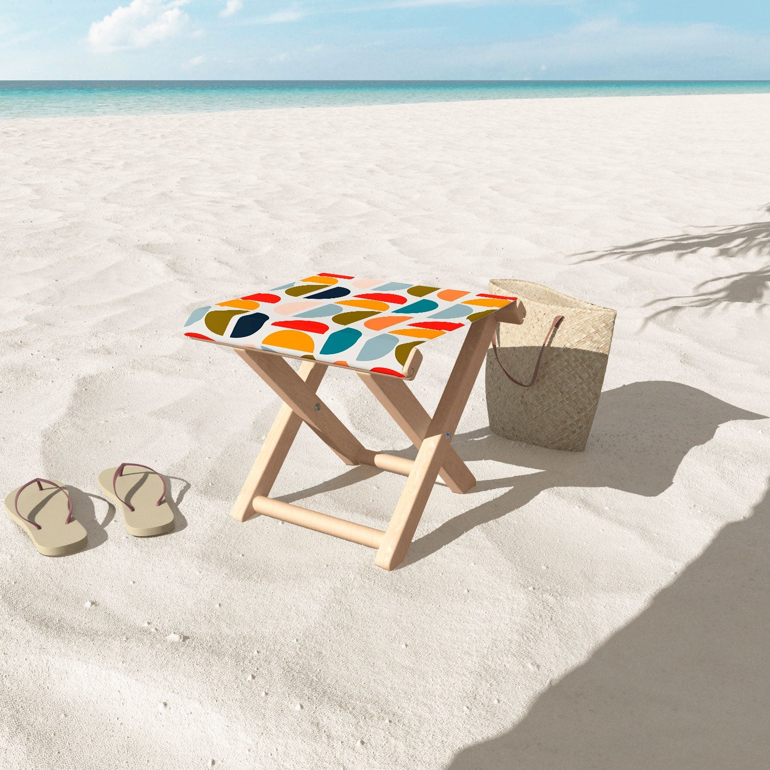 Viviana Gonzalez Mid Century Geometric Vibes I Folding Stool
