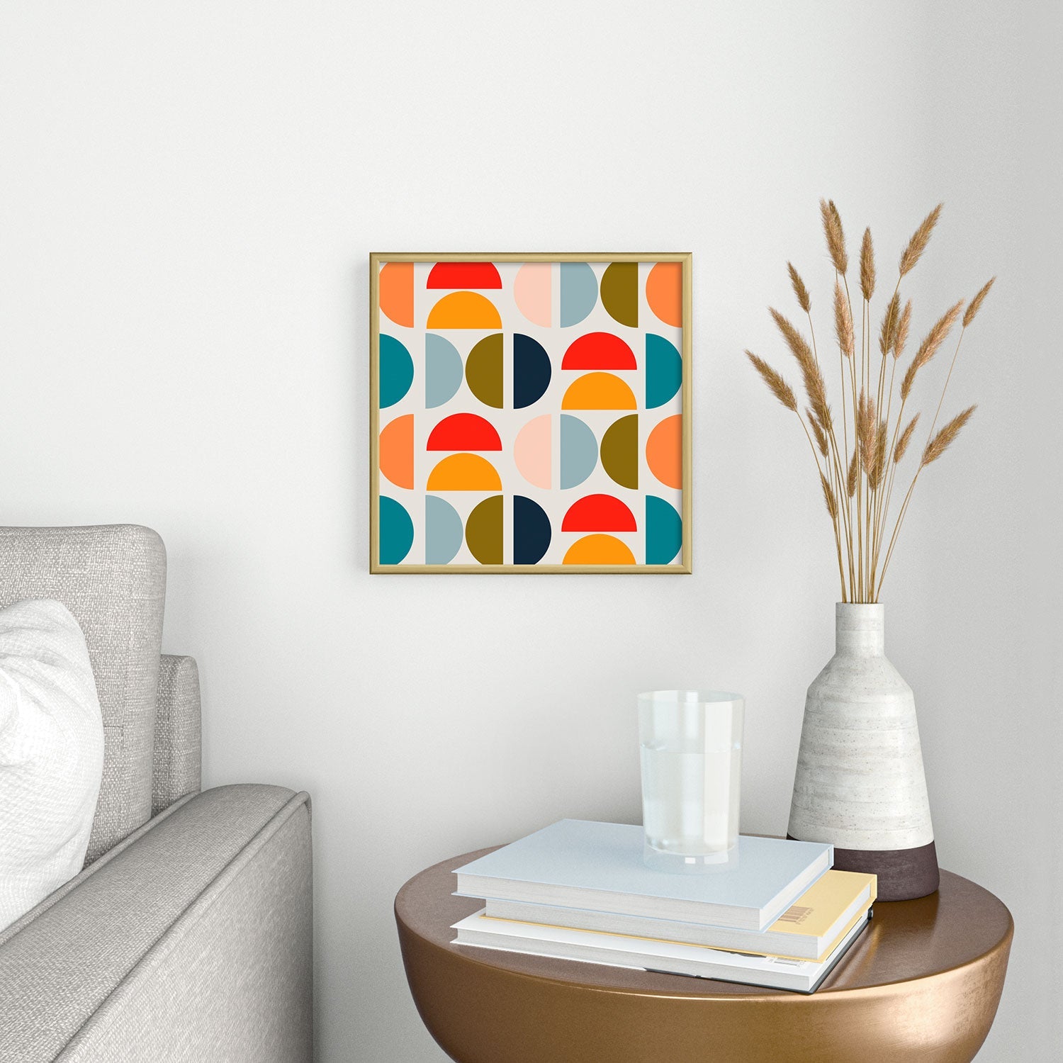 Viviana Gonzalez Mid Century Geometric Vibes I Square Metal Framed Art Print