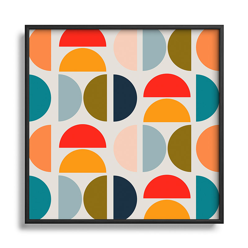 Viviana Gonzalez Mid Century Geometric Vibes I Square Metal Framed Art Print