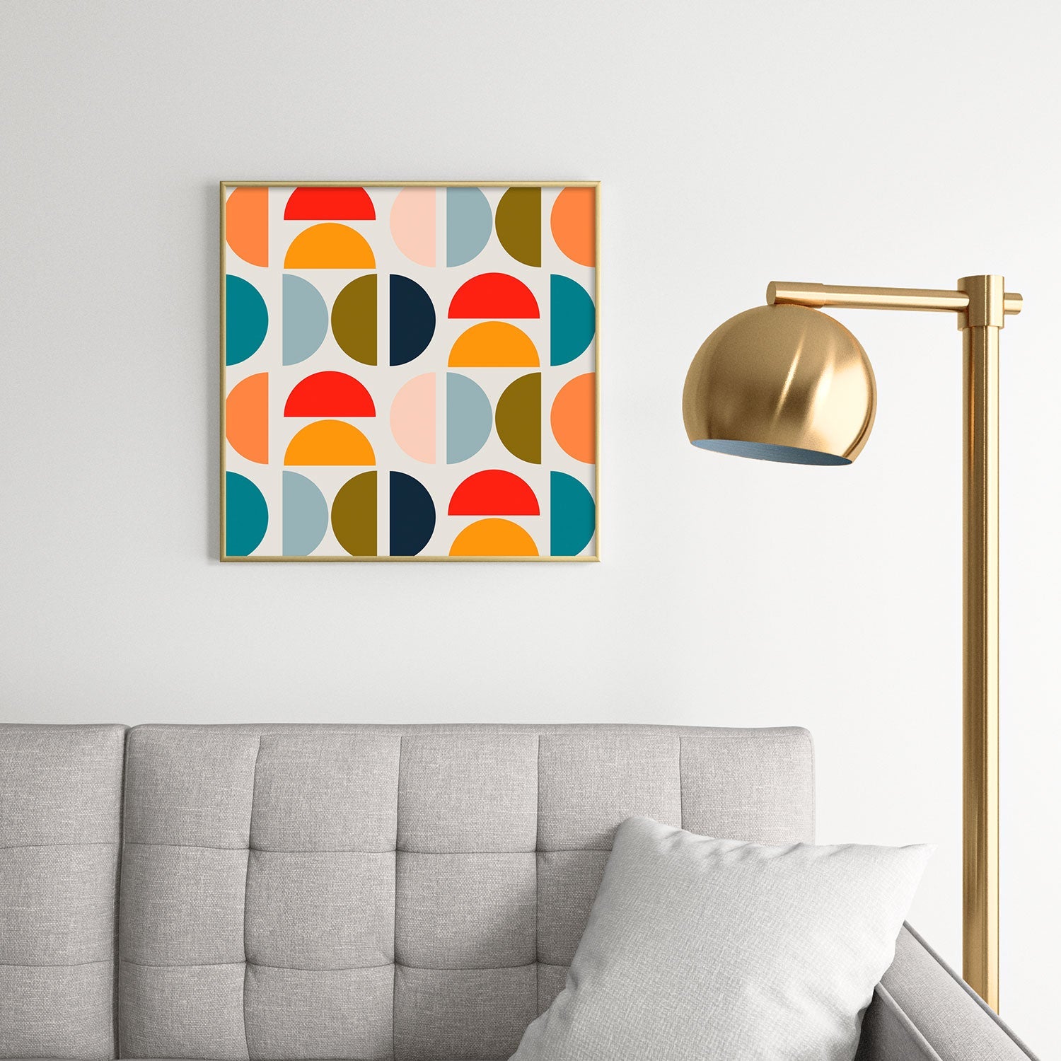 Viviana Gonzalez Mid Century Geometric Vibes I Square Metal Framed Art Print
