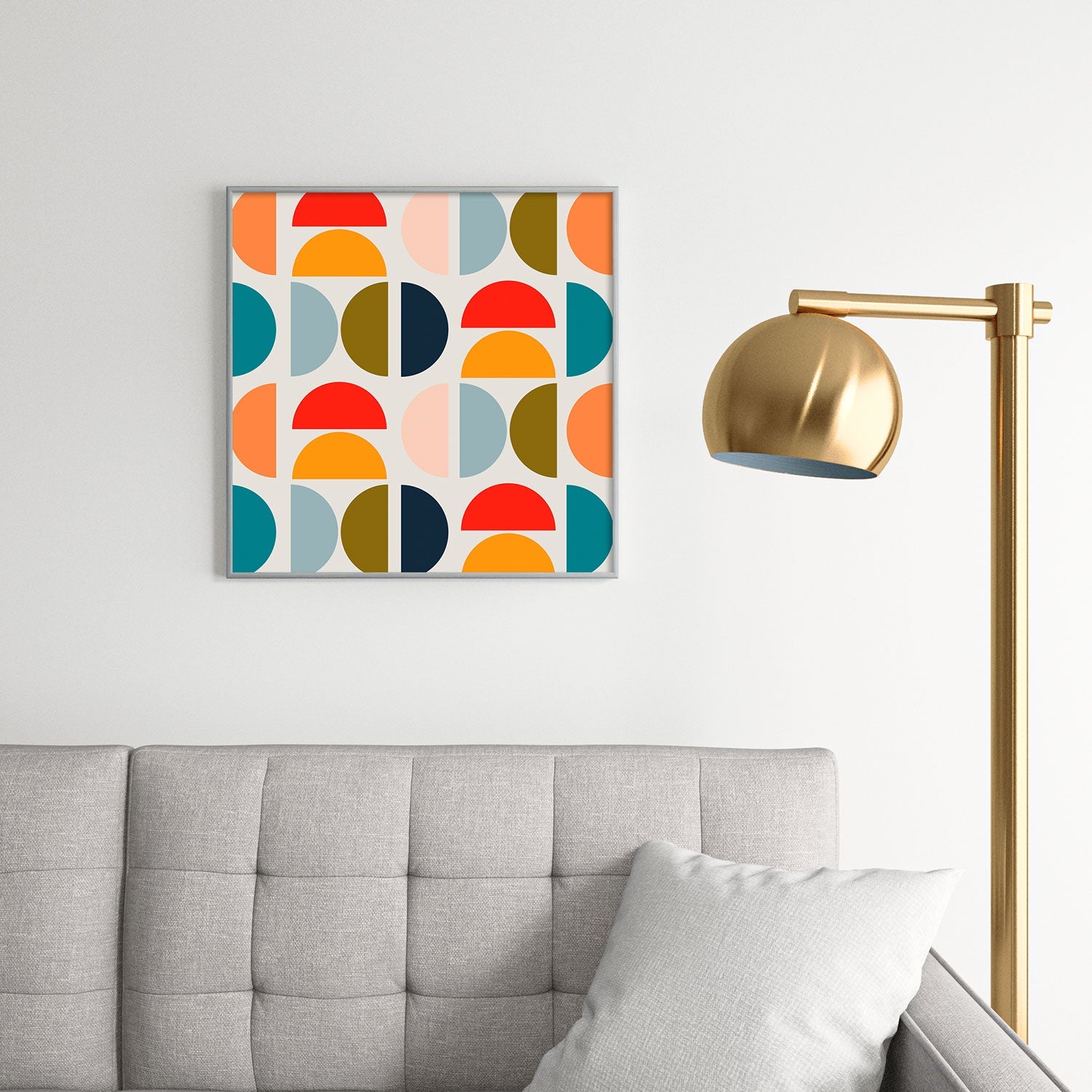 Viviana Gonzalez Mid Century Geometric Vibes I Square Metal Framed Art Print