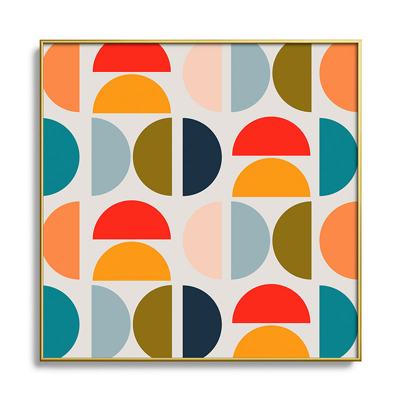 Viviana Gonzalez Mid Century Geometric Vibes I Square Metal Framed Art Print