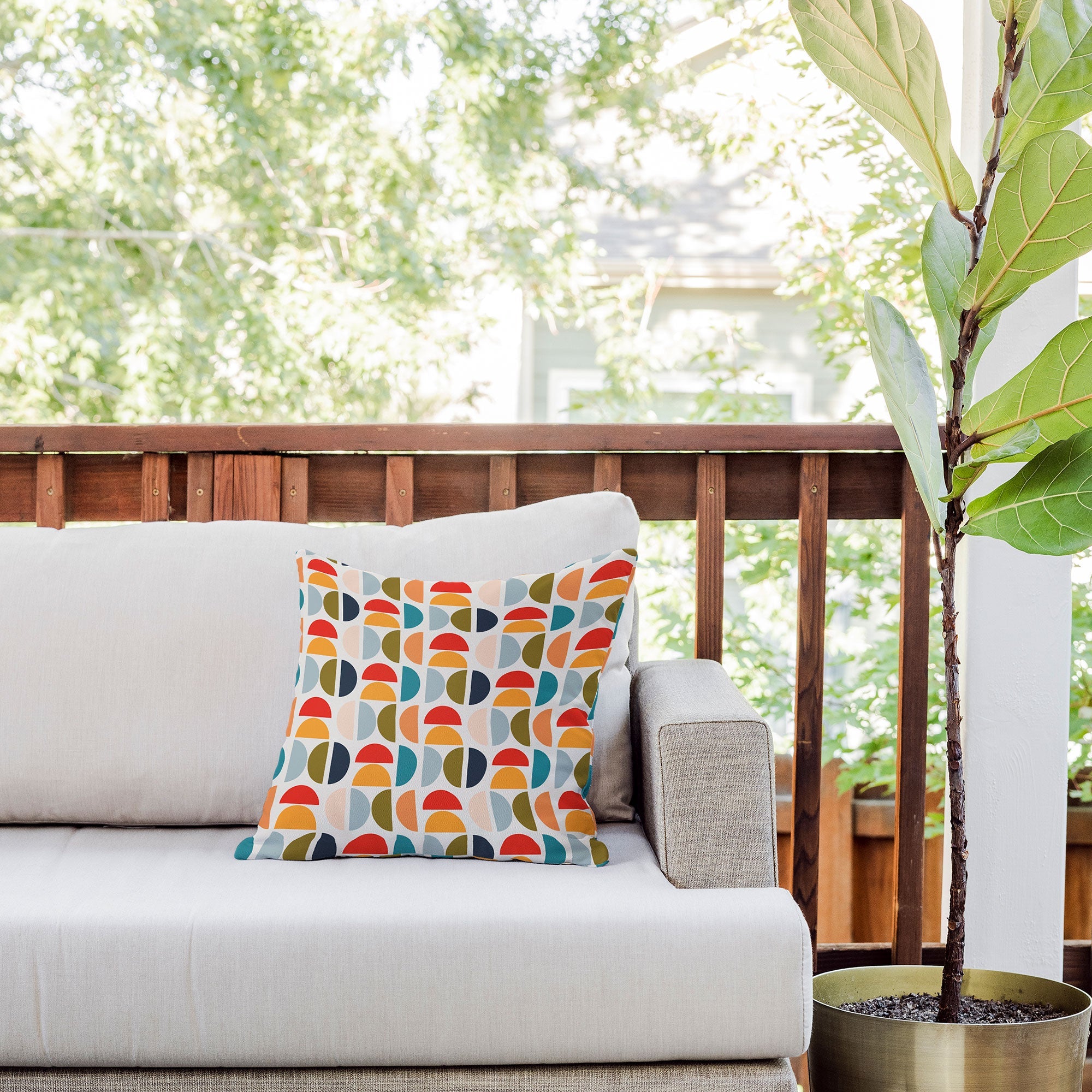 Viviana Gonzalez Mid Century Geometric Vibes I Outdoor Throw Pillow