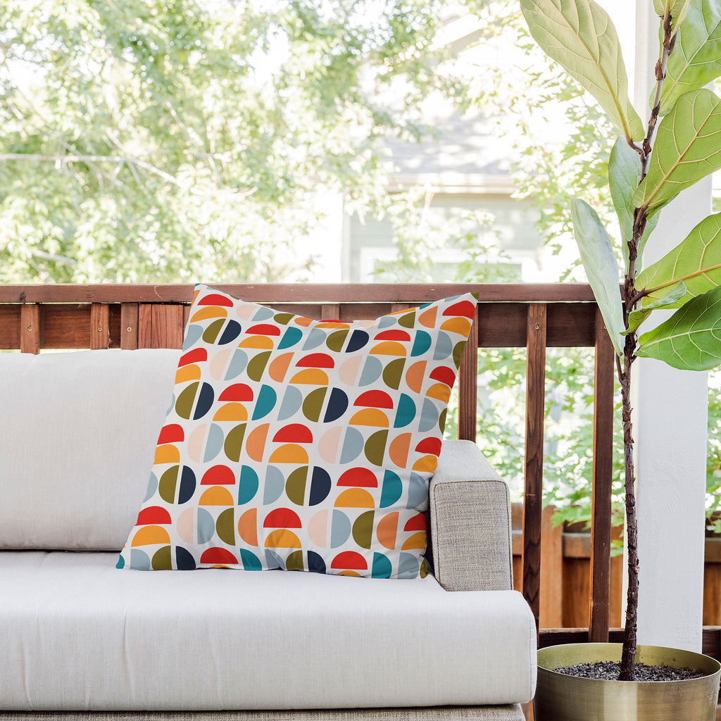 Viviana Gonzalez Mid Century Geometric Vibes I Outdoor Throw Pillow