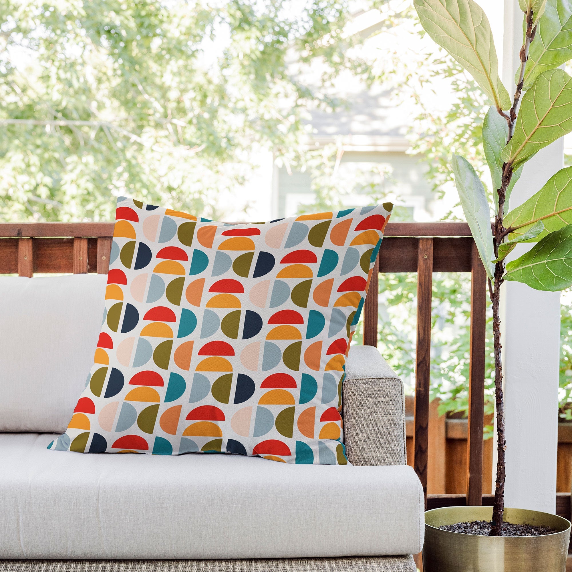 Viviana Gonzalez Mid Century Geometric Vibes I Outdoor Throw Pillow