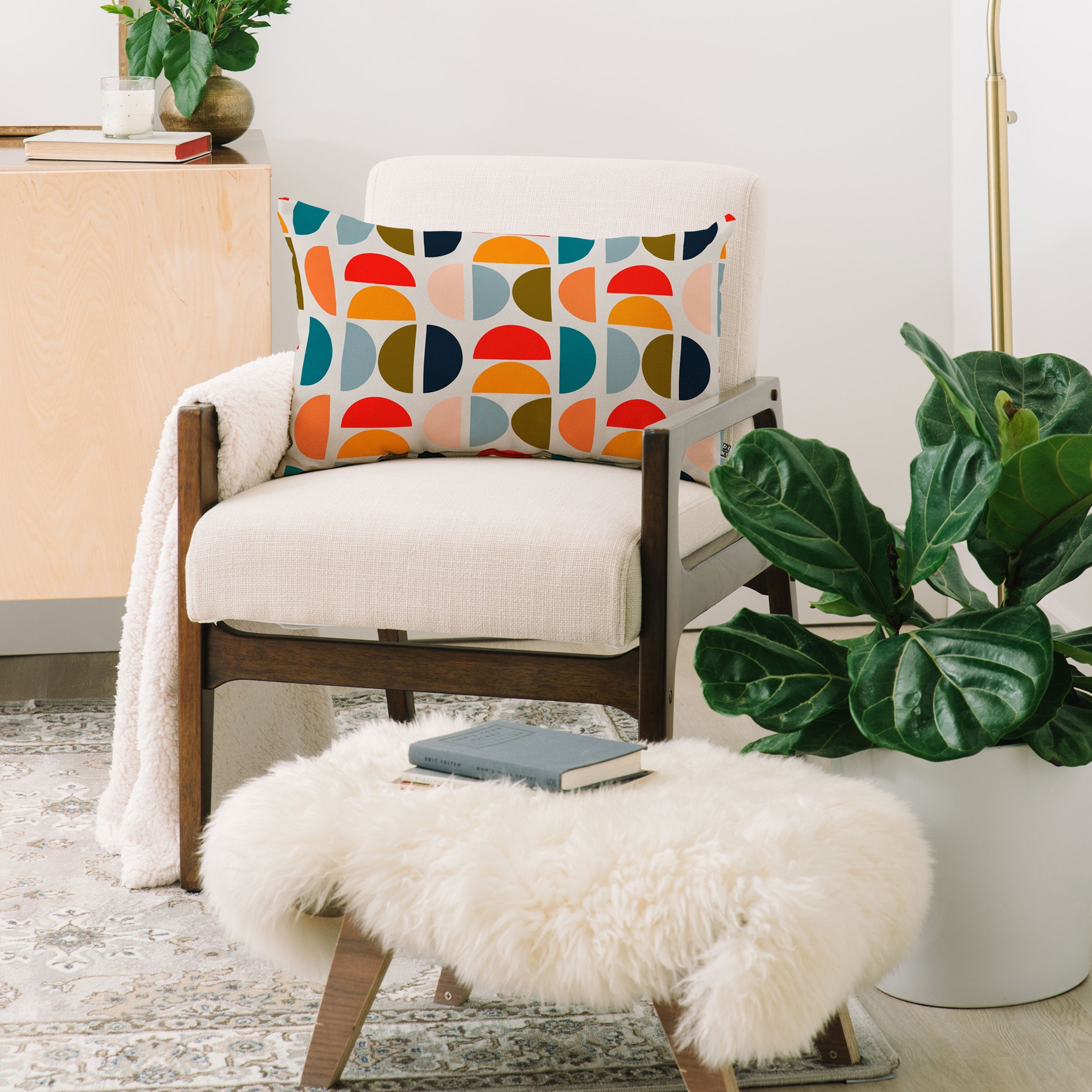 Viviana Gonzalez Mid Century Geometric Vibes I Oblong Throw Pillow