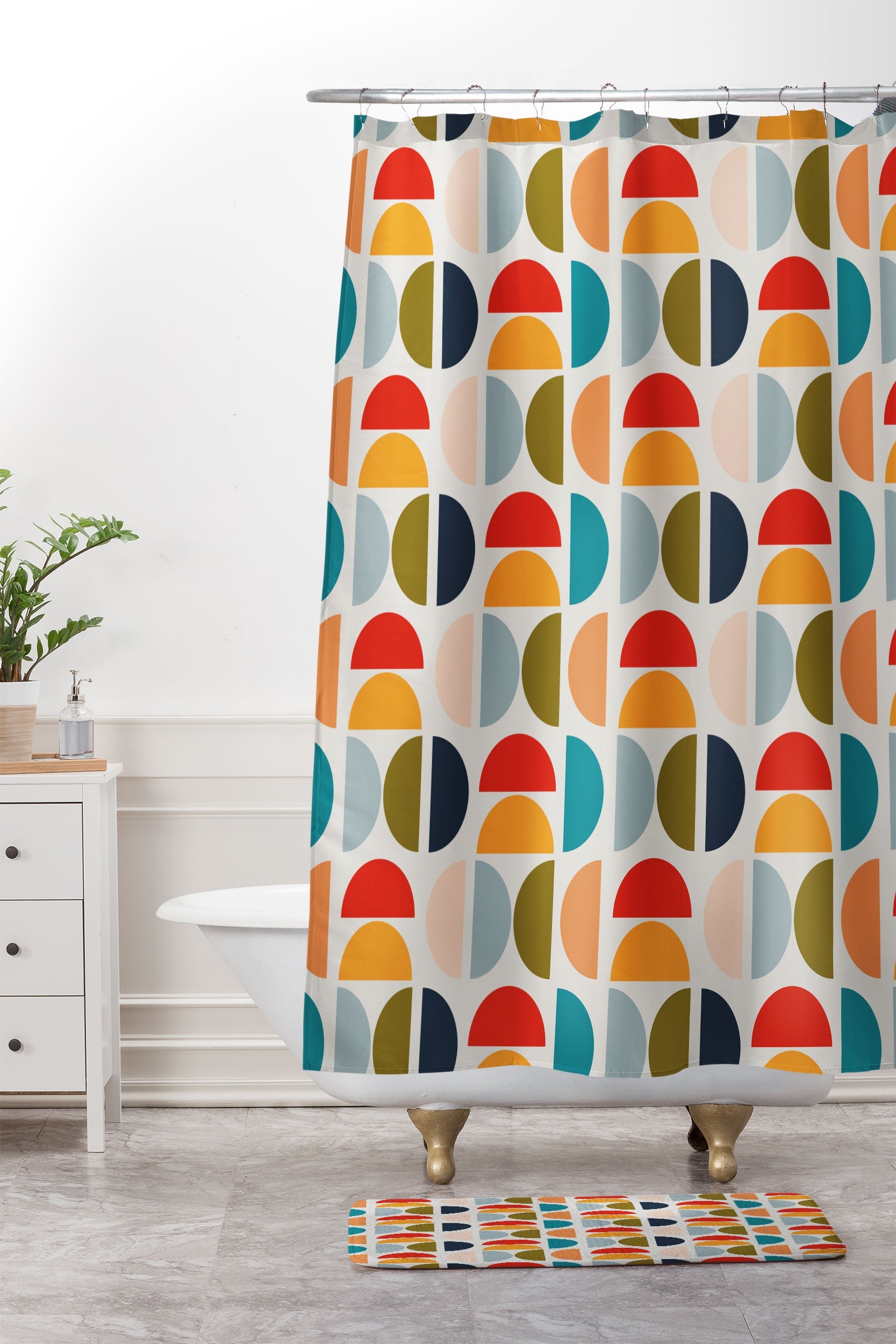 Viviana Gonzalez Mid Century Geometric Vibes I Memory Foam Bath Mat