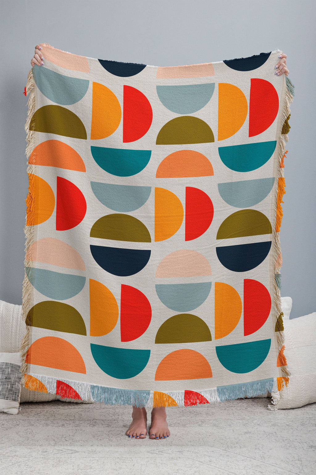 Viviana Gonzalez Mid Century Geometric Vibes I Throw Blanket