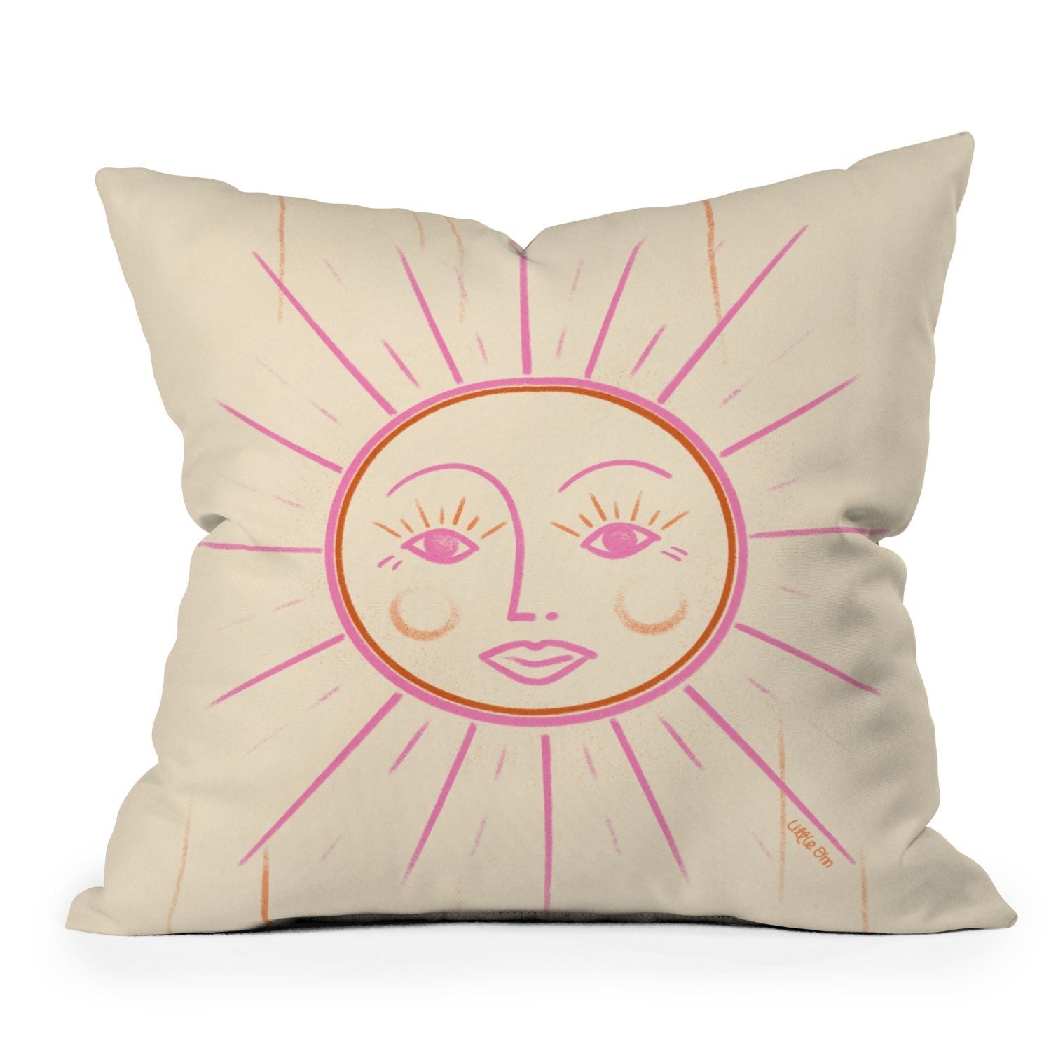 Little Om Celestial Sun cream Outdoor Throw Pillow